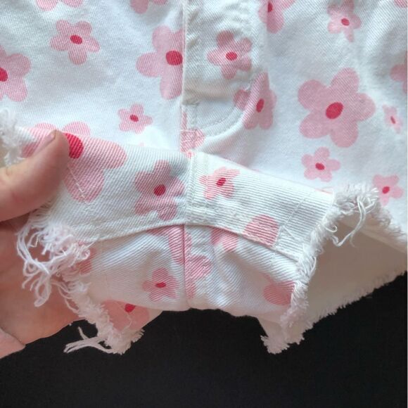 PacSun Pink 90’s Flower Vintage High Waisted Y2K Denim Shorts Size 24 - Picture 8 of 16